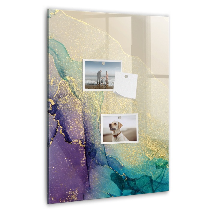 Tabla magnetica, Coloray, Marmura colorata, Verde, 40 x 60 cm, Magneti, Marker negru, 010640700050300260304