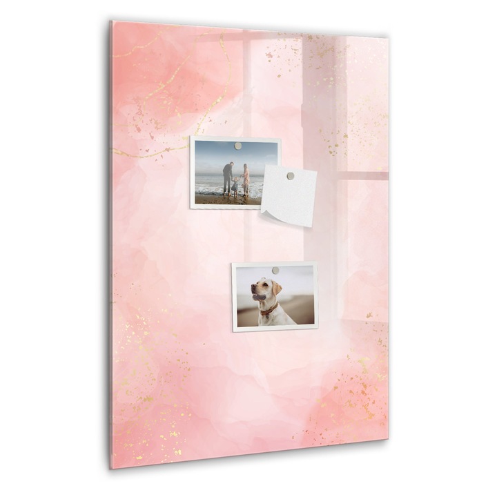 Tabla magnetica, Coloray, Marmura roz, Roz, 40 x 60 cm, Magneti, Marker negru, 010640700050300088879