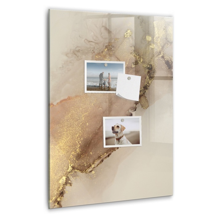 Tabla magnetica, Coloray, Marmura de sclipici, Nuante de bej, 40 x 60 cm, Magneti, Marker negru, 010640700050300088908