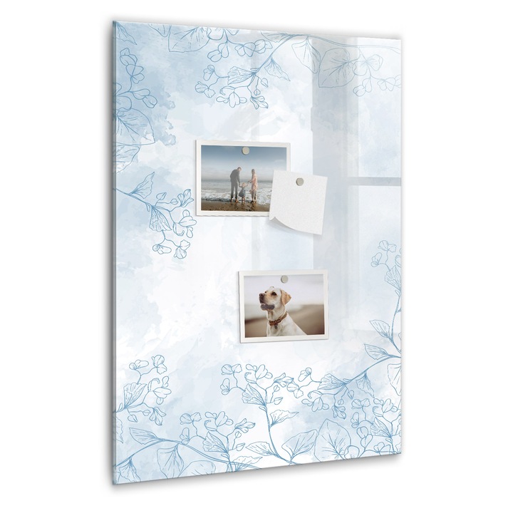 Tabla magnetica, Coloray, Schita de flori, Gri, 40 x 60 cm, Magneti, Marker negru, 010640700050300088873