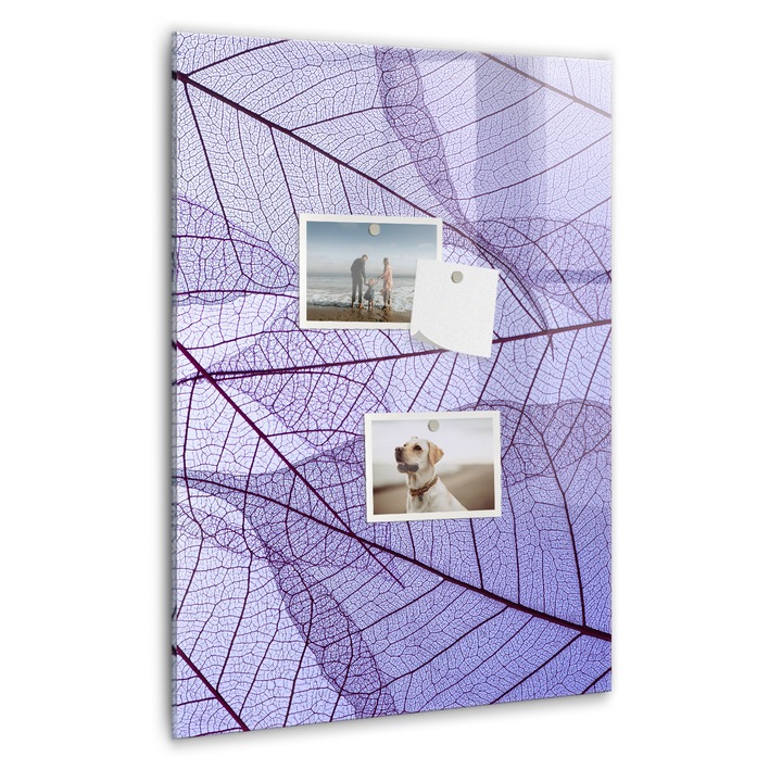 Tabla magnetica, Coloray, Textura frunzelor, Mov, 40 x 60 cm, Magneti, Marker negru, 010640700050300088871