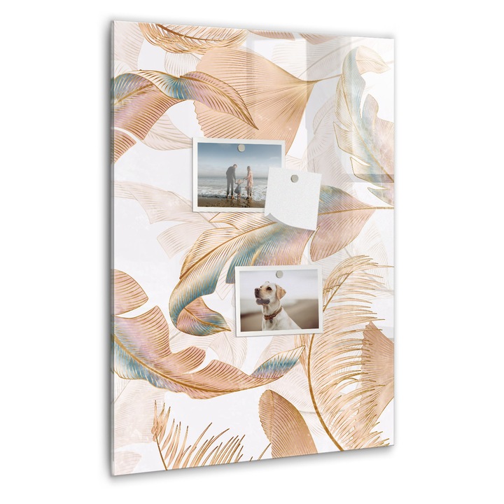 Tabla magnetica, Coloray, Model de pene de pasare, Multicolor, 40 x 60 cm, Magneti, Marker negru, 010640700050300088825