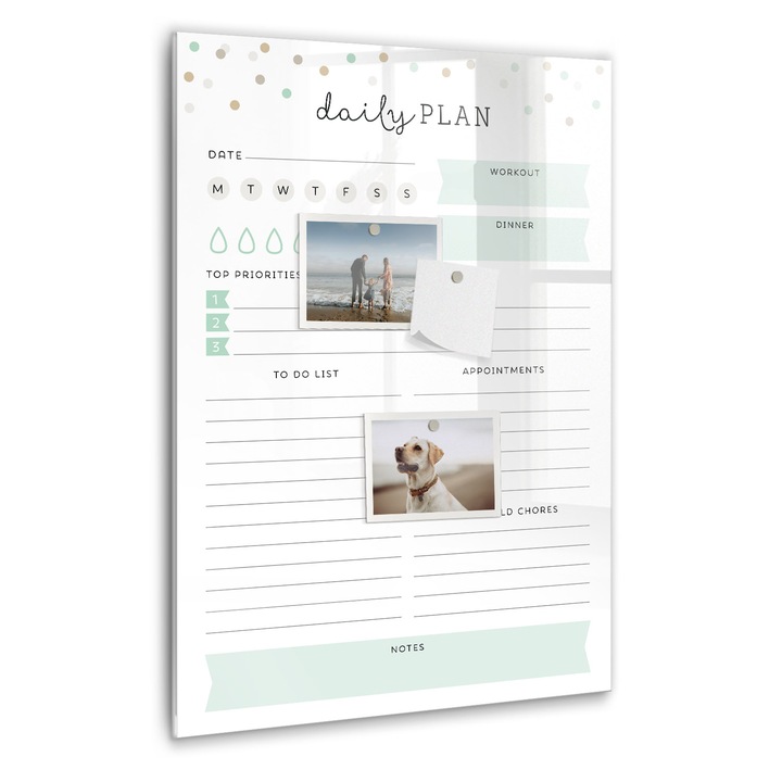 Tabla magnetica, Coloray, Planul zilnic, Alb, 40 x 60 cm, Magneti, Marker negru, 010640700050300260311