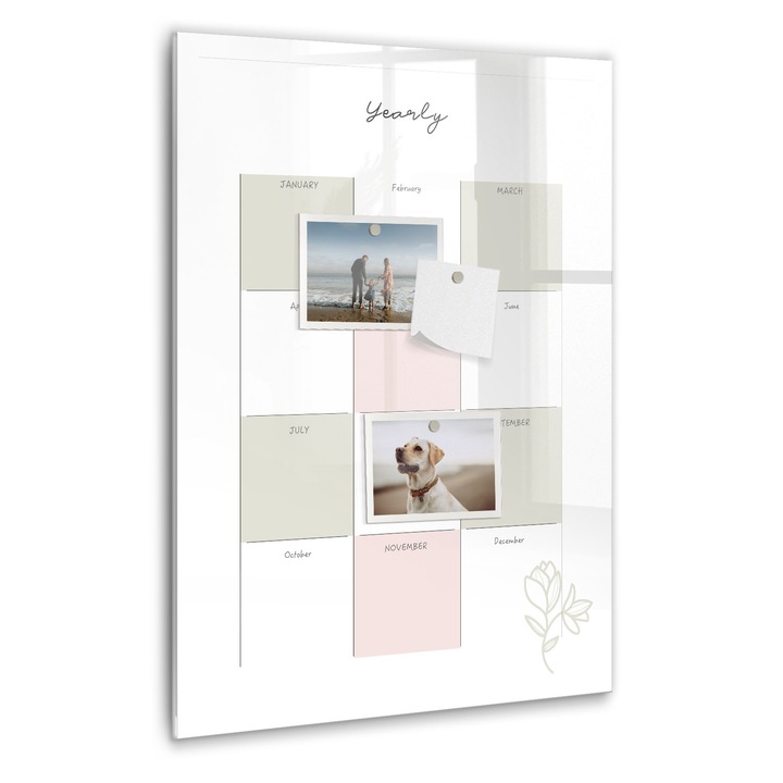 Tabla magnetica, Coloray, Planificator anual, Alb, 40 x 60 cm, Magneti, Marker negru, 010640700050300088805