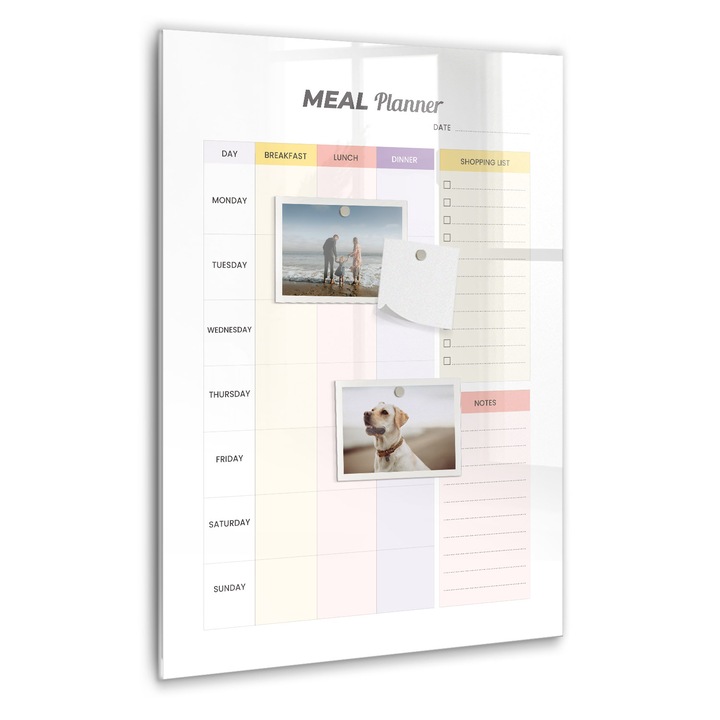 Tabla magnetica, Coloray, Planificator de mancare, Multicolor, 40 x 60 cm, Magneti, Marker negru, 010640700050300088861