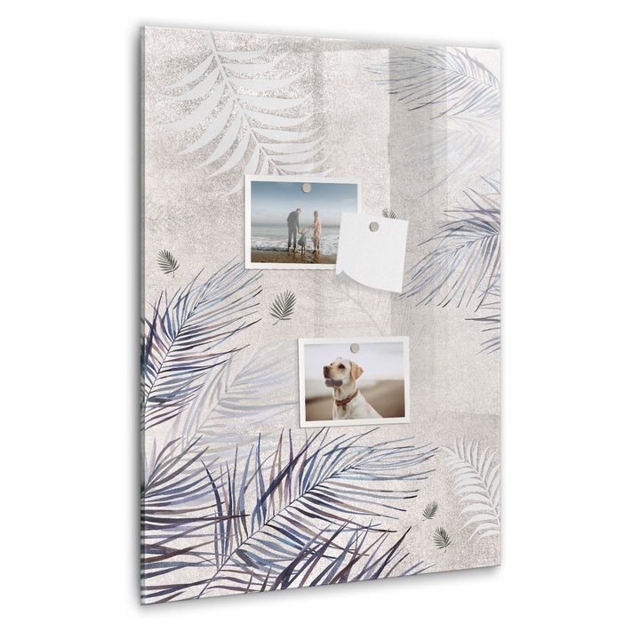 Tabla magnetica, Coloray, frunze de palmier, Gri, 40 x 60 cm, Magneti, Marker negru, 010640700050300088800