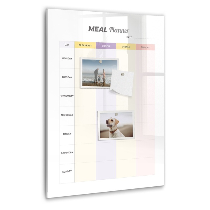 Tabla magnetica, Coloray, Planificator de masa, Multicolor, 40 x 60 cm, Magneti, Marker negru, 010640700050300088862