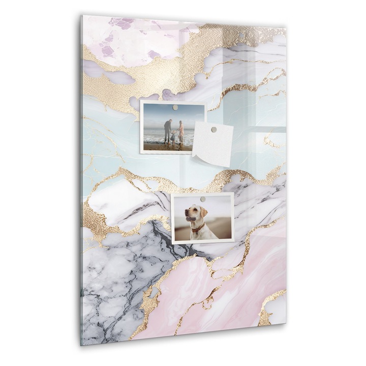 Tabla magnetica, Coloray, Marmura, Multicolor, 40 x 60 cm, Magneti, Marker negru, 010640700050300088812