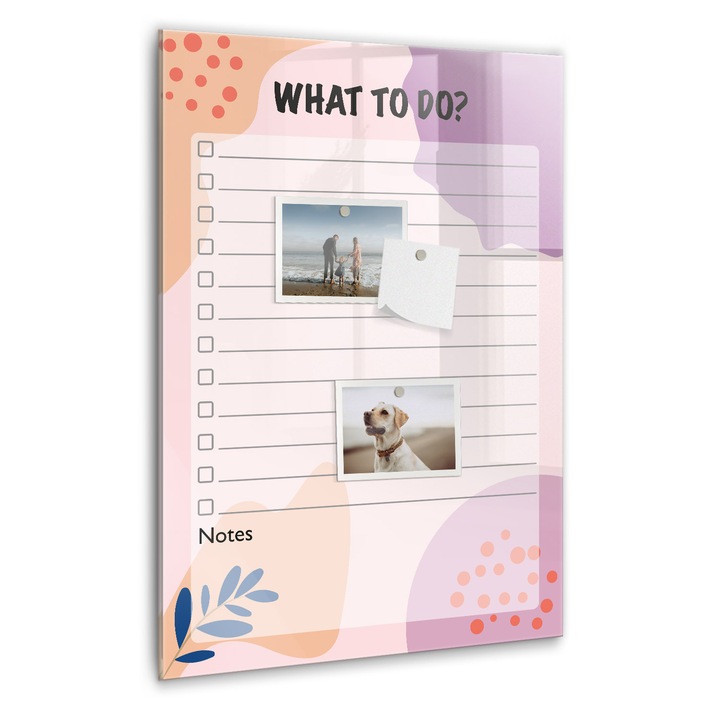 Tabla magnetica, Coloray, Ce trebuie facut, Roz, 40 x 60 cm, Magneti, Marker negru, 010640700050300260325