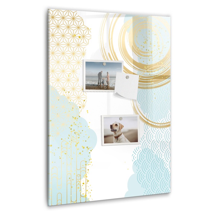 Tabla magnetica, Coloray, Abstractie decorativa, Multicolor, 40 x 60 cm, Magneti, Marker negru, 010640700050300088801