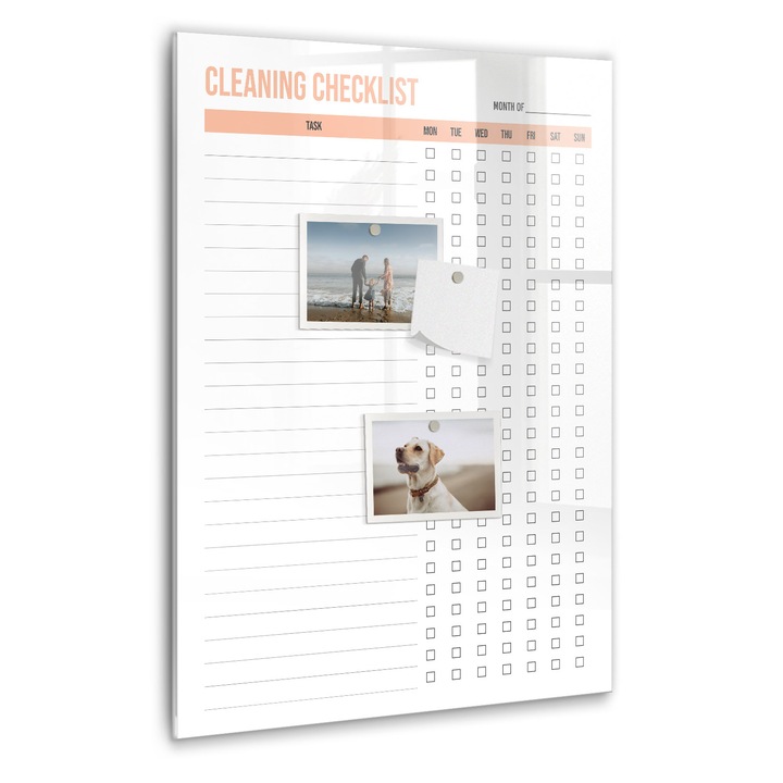 Tabla magnetica, Coloray, Planificator de curatare, Alb, 40 x 60 cm, Magneti, Marker negru, 010640700050300260319