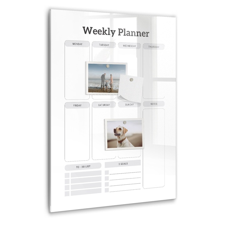 Tabla magnetica, Coloray, Planificator saptamanal, Alb, 40 x 60 cm, Magneti, Marker negru, 010640700050300088834