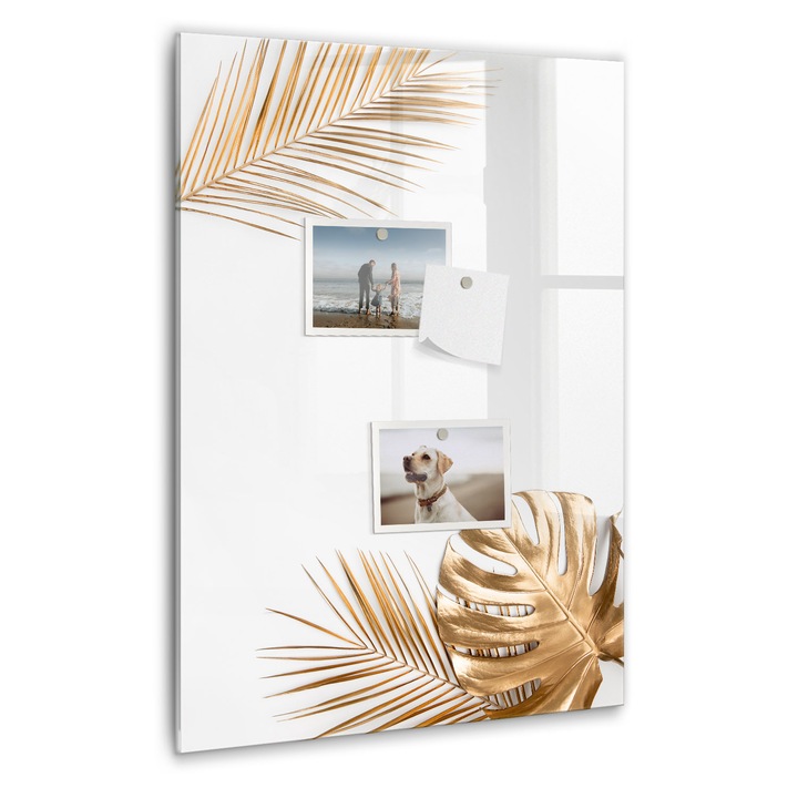 Tabla magnetica, Coloray, frunze aurii, Alb, 40 x 60 cm, Magneti, Marker negru, 010640700050300088972