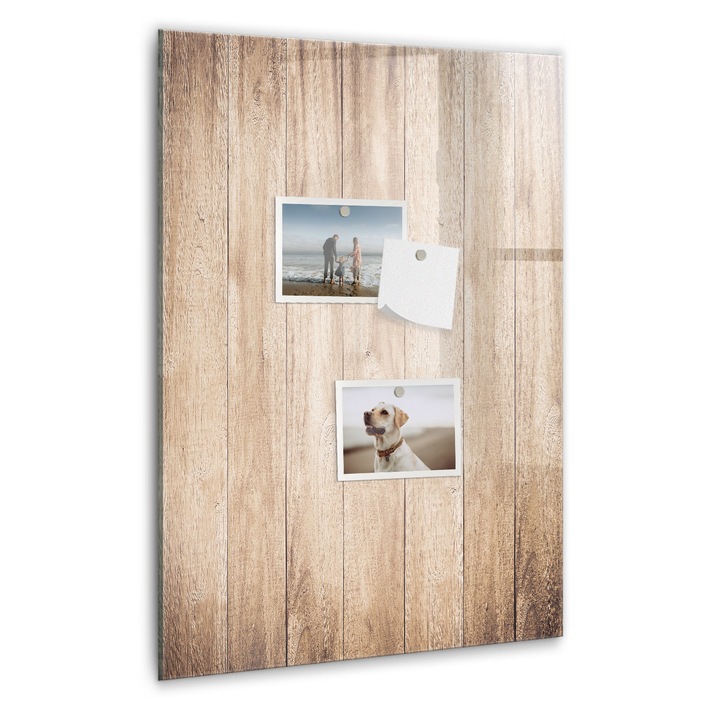 Tabla magnetica, Coloray, Placi de lemn stralucitoare, Maro, 40 x 60 cm, Magneti, Marker negru, 010640700050300088955