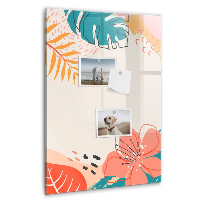 Tabla magnetica, Coloray, Floare de vara, Multicolor, 40 x 60 cm, Magneti, Marker negru, 010640700050300260316