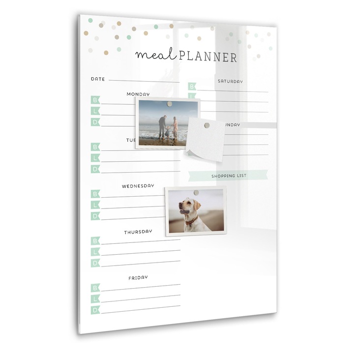 Tabla magnetica, Coloray, Planificator de masa, Alb, 40 x 60 cm, Magneti, Marker negru, 010640700050300260313