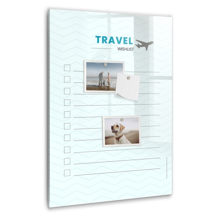 Tabla magnetica, Coloray, Planificator de calatorii, Albastru, 40 x 60 cm, Magneti, Marker negru, 010640700050300088815