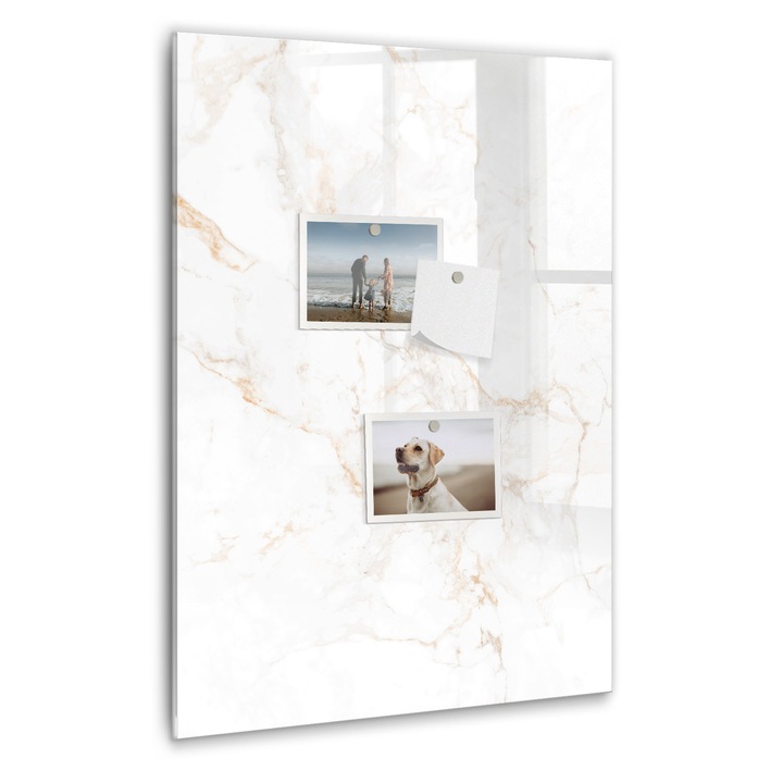 Tabla magnetica, Coloray, Marmura eleganta, Alb, 40 x 60 cm, Magneti, Marker negru, 010640700050300088372