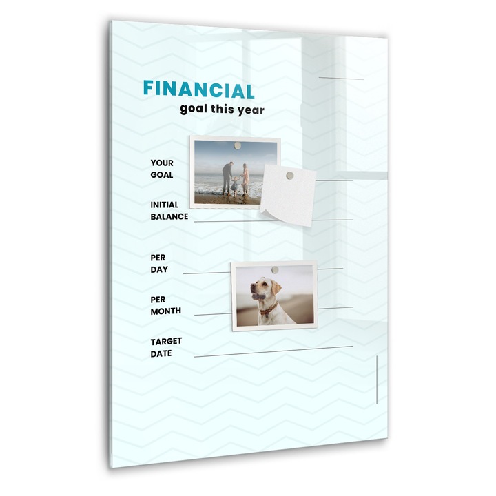 Tabla magnetica, Coloray, Planificator financiar, Albastru, 40 x 60 cm, Magneti, Marker negru, 010640700050300088813