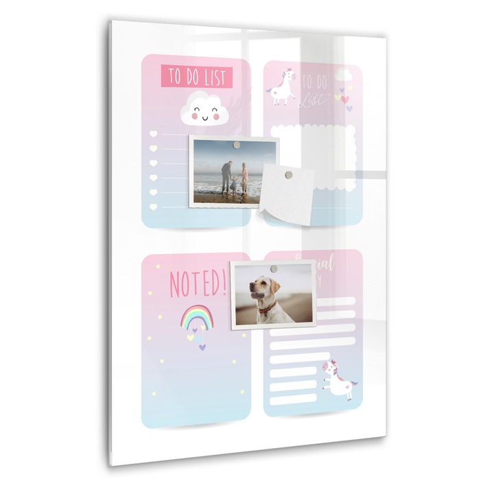 Tabla magnetica, Coloray, Unicorn Planificator, Multicolor, 40 x 60 cm, Magneti, Marker negru, 010640700050300088950