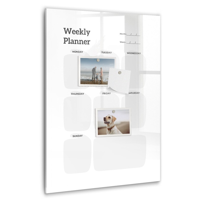 Tabla magnetica, Coloray, Planificator saptamanal, Alb, 40 x 60 cm, Magneti, Marker negru, 010640700050300088840