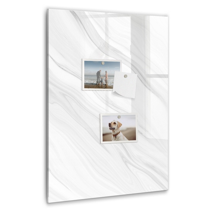 Tabla magnetica, Coloray, Valuri de marmura, Alb, 40 x 60 cm, Magneti, Marker negru, 010640700050300088929