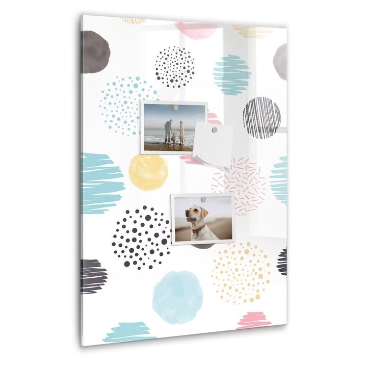 Tabla magnetica, Coloray, Roti colorate, Multicolor, 40 x 60 cm, Magneti, Marker negru, 010640700050300088931