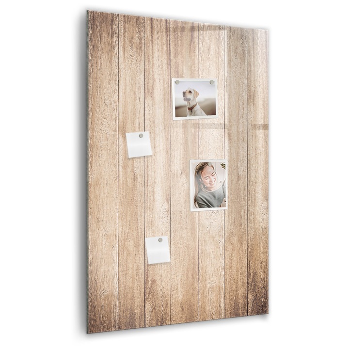 Tabla magnetica, Coloray, Placi de lemn stralucitoare, Maro, 60 x 90 cm, Magneti, Marker negru, 010640700020300088955