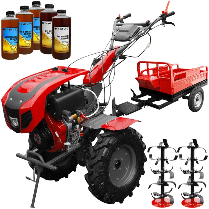 Motocultor Weima WM1100BE-6, motor 10 CP, diesel, 6 viteze, latime lucru 135 cm, pornire electrica, reductor usor/greu, remorca, 5l ulei