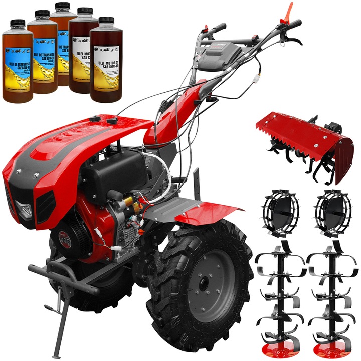 Motocultor Weima WM1100BE-6, motor 10 CP, diesel, 6 viteze, latime lucru 135 cm, pornire electrica, reductor usor/greu, roti metal, freza tractata 67 cm, 5l ulei