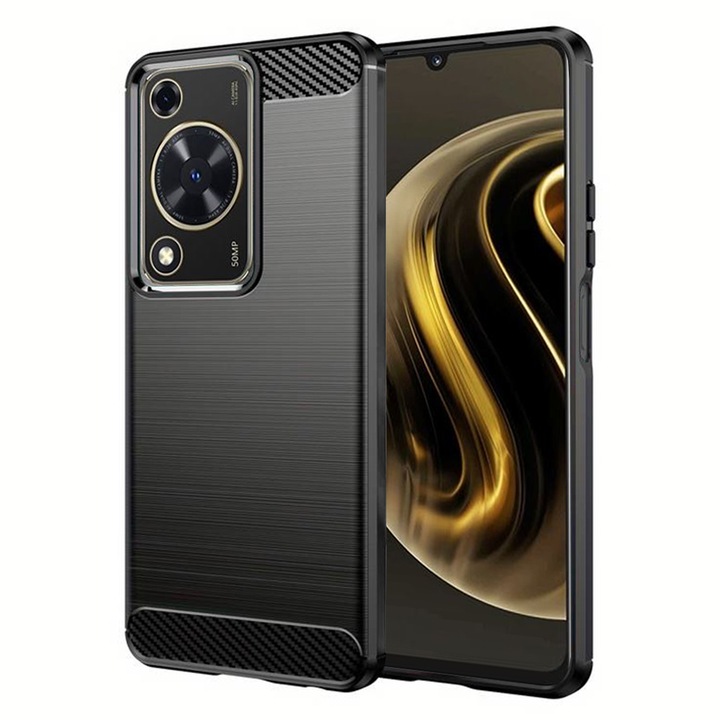 Huawei nova Y72 tok, Techsuit Carbon Silicone, fekete