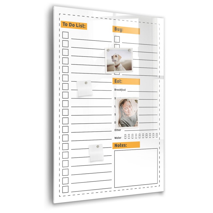 Tabla magnetica, Coloray, Lista de facut, Alb, 60 x 90 cm, Magneti, Marker negru, 010640700020300260276