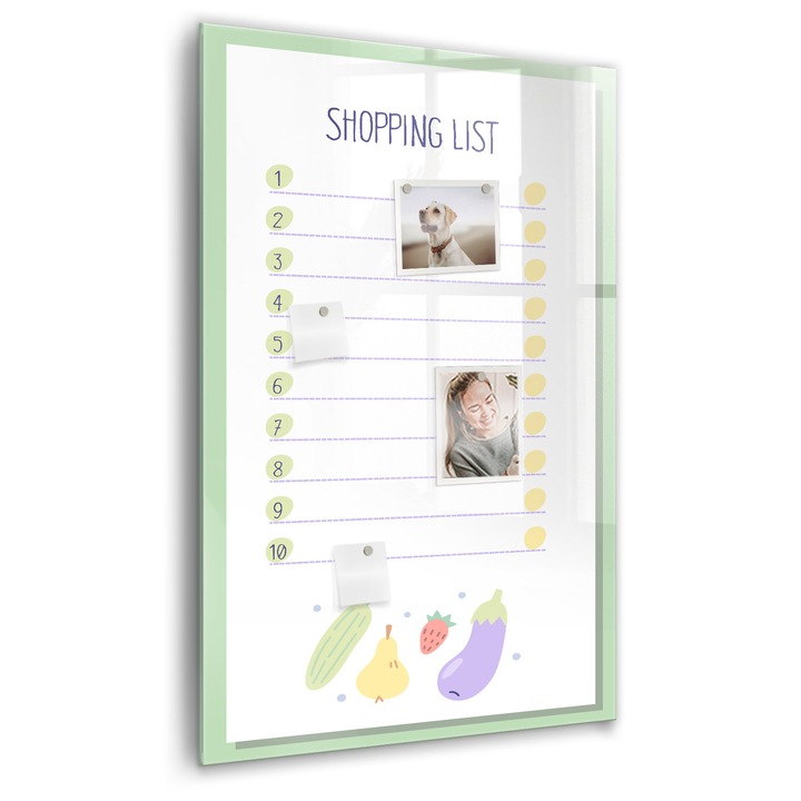 Tabla magnetica, Coloray, lista de cumparaturi, Multicolor, 60 x 90 cm, Magneti, Marker negru, 010640700020300260303