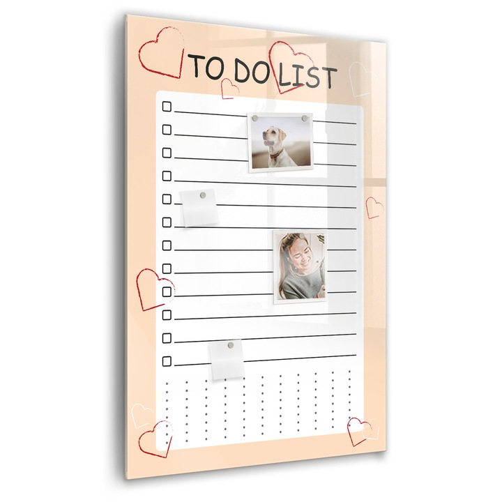 Tabla magnetica, Coloray, Planul de lucruri de facut, Portocaliu, 60 x 90 cm, Magneti, Marker negru, 010640700020300260323