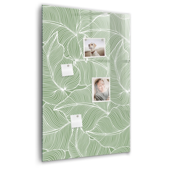 Tabla magnetica, Coloray, Model de frunze mari, Verde, 60 x 90 cm, Magneti, Marker negru, 010640700020300088818