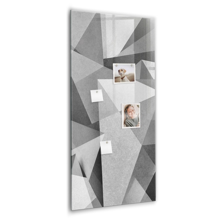 Tabla magnetica, Coloray, Abstractizare geometrica, Gri, 60 x 120 cm, Magneti, Marker negru, 010640700080300089000