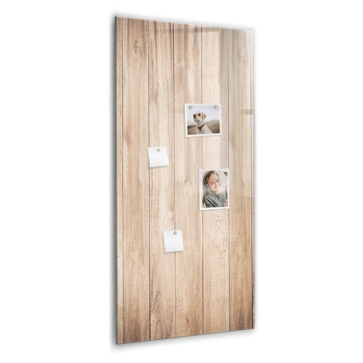 Tabla magnetica, Coloray, Placi de lemn stralucitoare, Maro, 60 x 120 cm, Magneti, Marker negru, 010640700080300088955