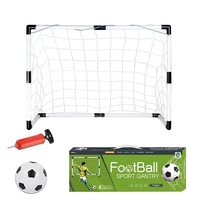 Set poarta fotbal cu minge, Ronyes®, Cu pompa, 95x70cm, Alb/Negru