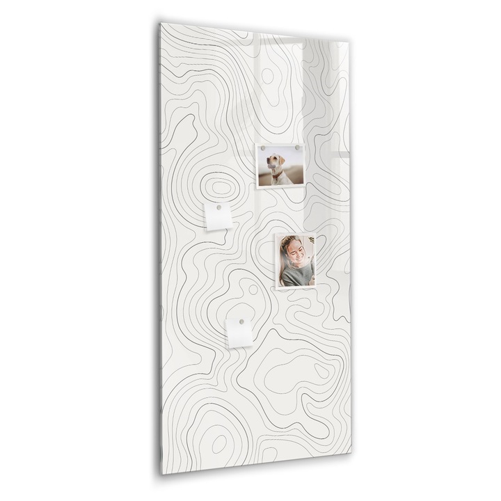 Tabla magnetica, Coloray, Linii de abstractizare, Alb, 60 x 120 cm, Magneti, Marker negru, 010640700080300088944