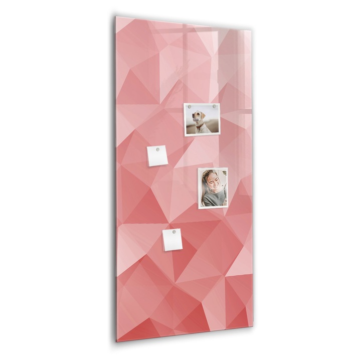 Tabla magnetica, Coloray, Abstractia triunghiurilor, Rosu, 60 x 120 cm, Magneti, Marker negru, 010640700080300088564