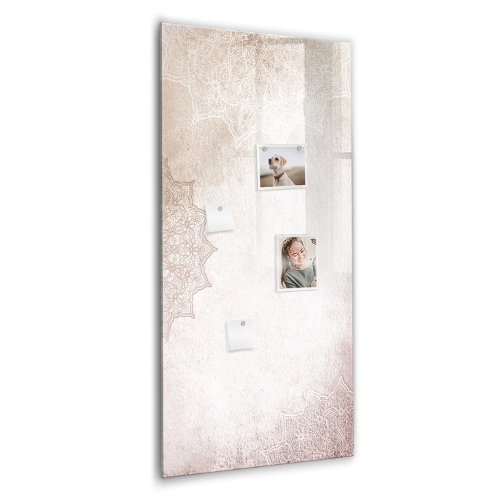 Tabla magnetica, Coloray, Mandalas, Nuante de bej, 60 x 120 cm, Magneti, Marker negru, 010640700080300088923