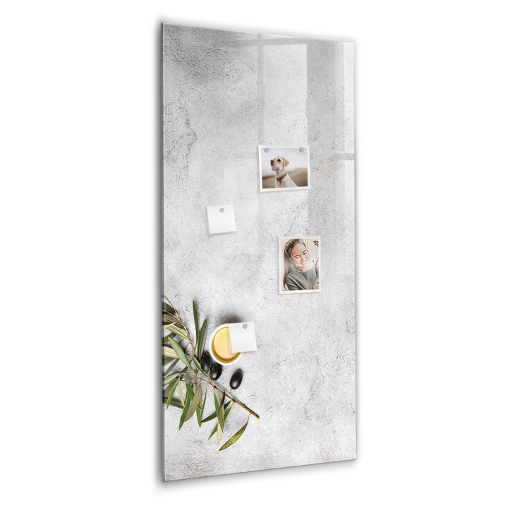 Tabla magnetica, Coloray, Beton si masline, Gri, 60 x 120 cm, Magneti, Marker negru, 010640700080300088915