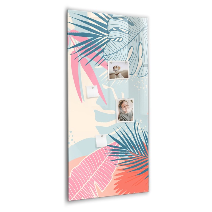 Tabla magnetica, Coloray, Frunze pastelate, Multicolor, 60 x 120 cm, Magneti, Marker negru, 010640700080300088913