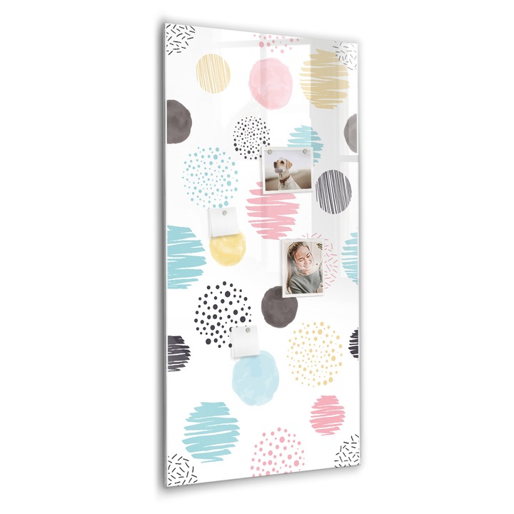 Tabla magnetica, Coloray, Roti colorate, Multicolor, 60 x 120 cm, Magneti, Marker negru, 010640700080300088931