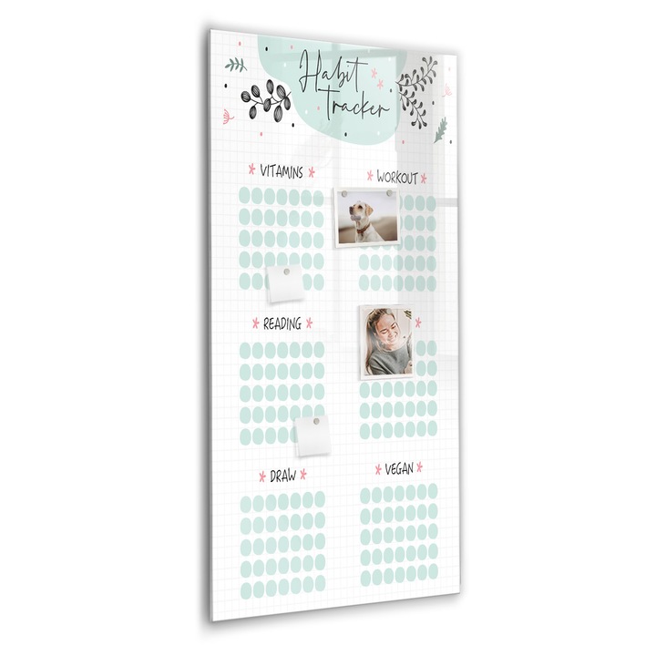 Tabla magnetica, Coloray, Planificator Habk, Verde, 60 x 120 cm, Magneti, Marker negru, 010640700080300088895