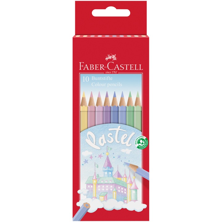 Цветни моливи Faber-Castell, Пастел, 10 цвята/комплект