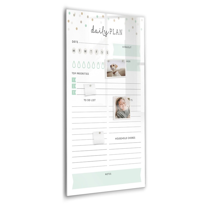 Tabla magnetica, Coloray, Planul zilnic, Alb, 60 x 120 cm, Magneti, Marker negru, 010640700080300260311