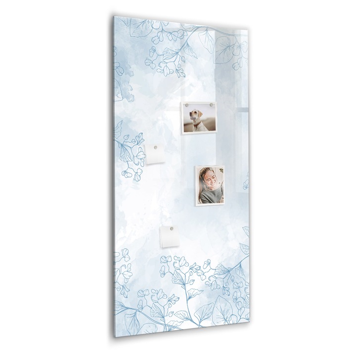 Tabla magnetica, Coloray, Schita de flori, Gri, 60 x 120 cm, Magneti, Marker negru, 010640700080300088873