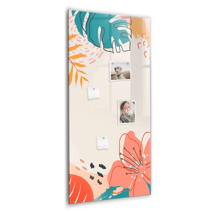 Tabla magnetica, Coloray, Floare de vara, Multicolor, 60 x 120 cm, Magneti, Marker negru, 010640700080300260316