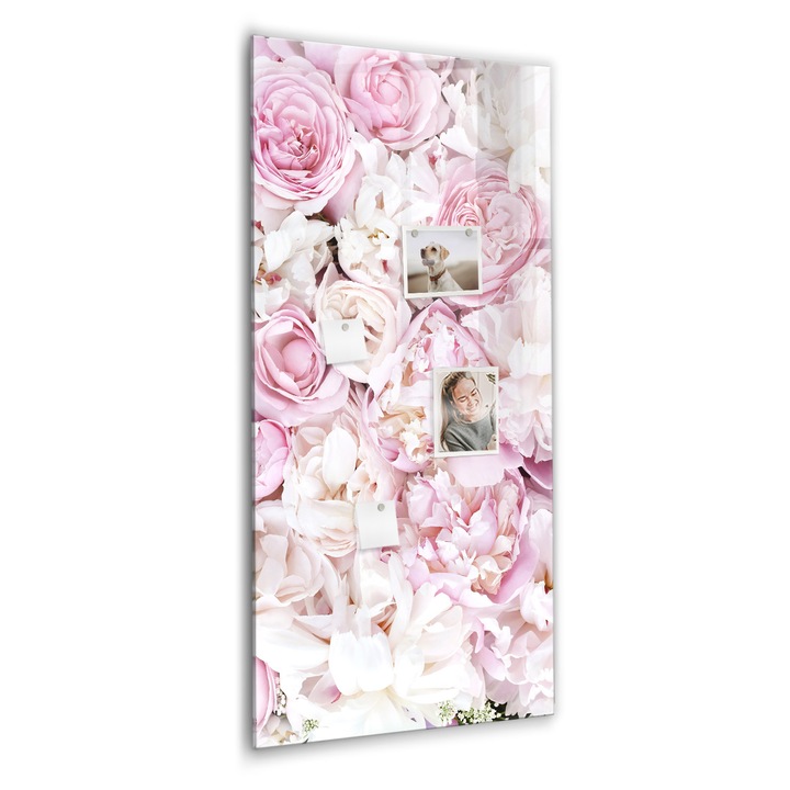 Tabla magnetica, Coloray, Trandafiri de flori, Roz, 60 x 120 cm, Magneti, Marker negru, 010640700080300088854